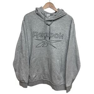Reebok Gray Logo Hoodie Size L – Unisex Fit, Great Condition